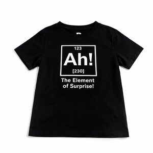 Boys Funny Graphic Tee Size 160 Black “Element of Surprise” Shirt